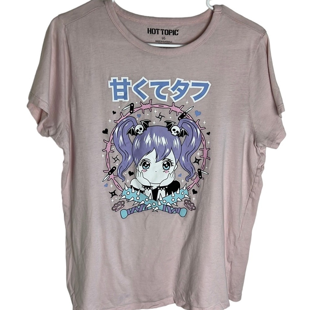 Pastel Pink Goth Anime Girl Shirt Women’s Size L